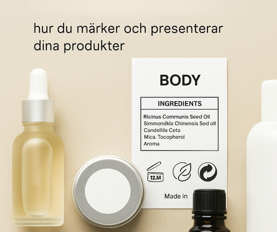 Etiketter, INCI och förpackningar