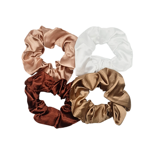 Bohemian Satin Scrunchies - 4-pack