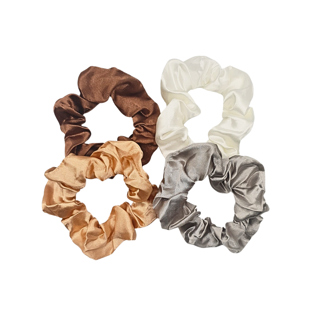 Bohemian Satin Scrunchies - 4-pack