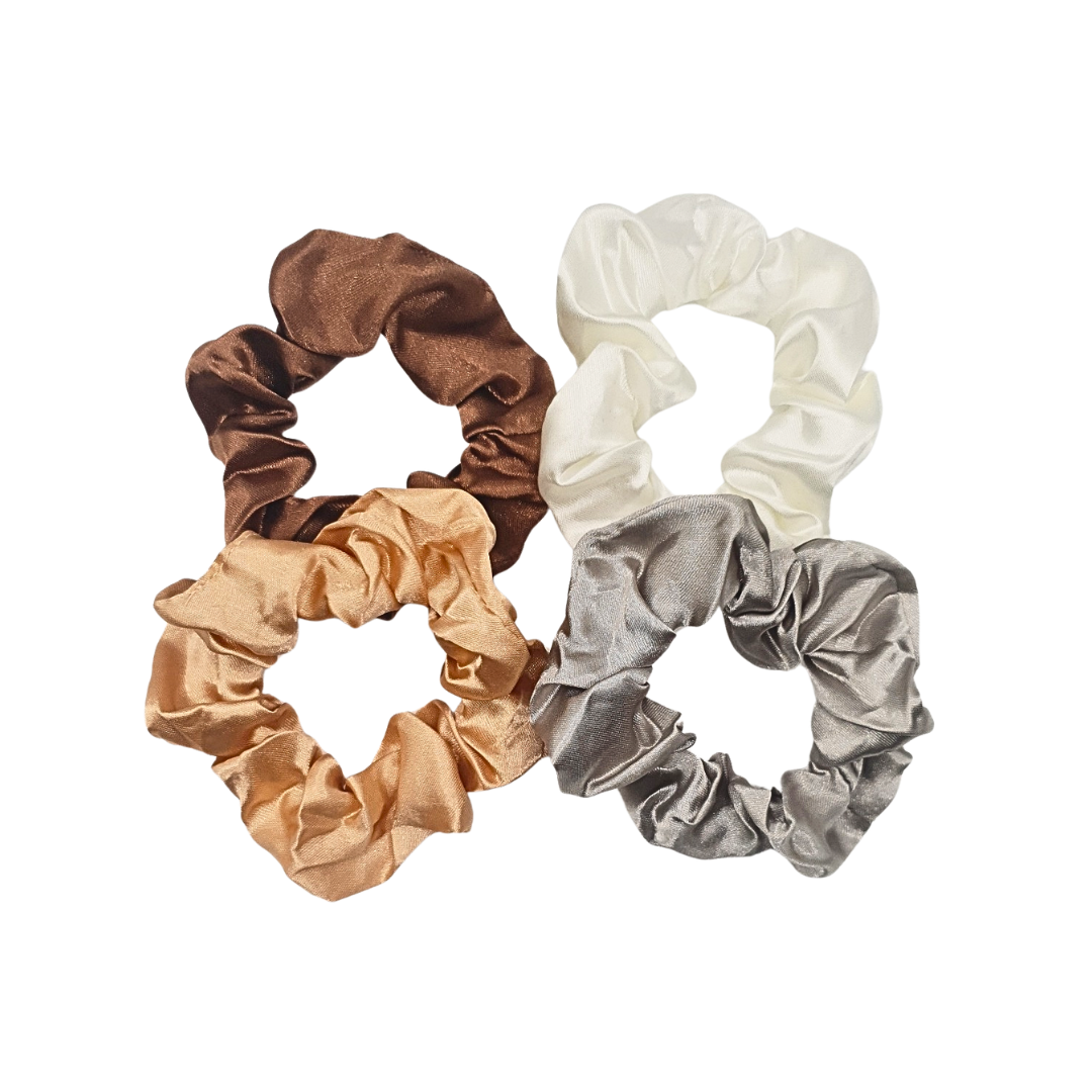 Bohemian Satin Scrunchies - 4-pack
