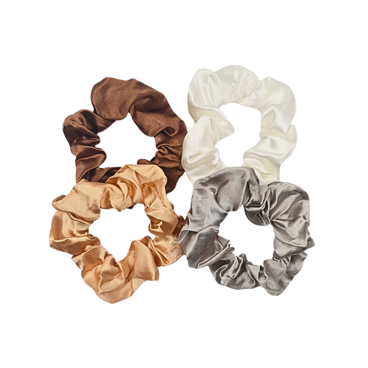 Bohemian Satin Scrunchies - 4-pack