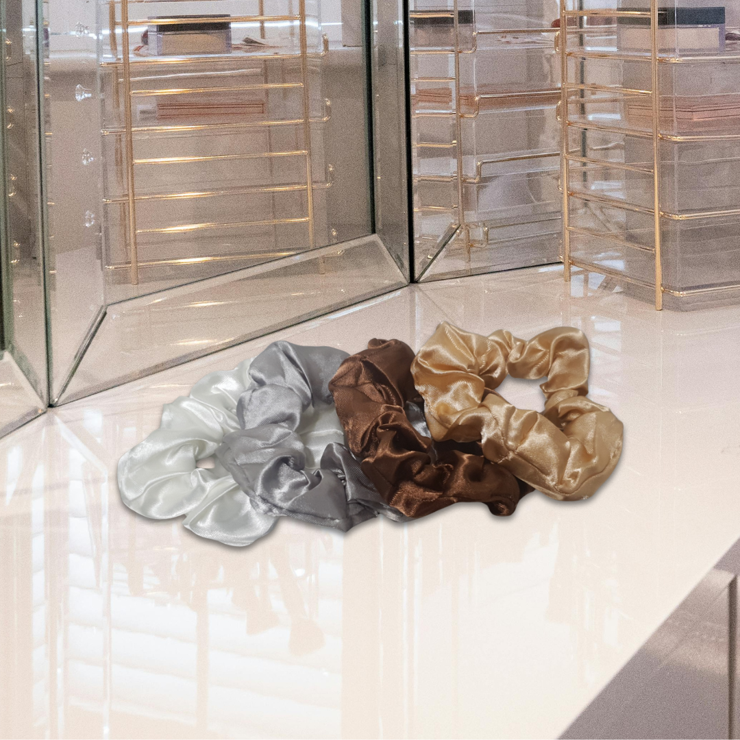 Bohemian Satin Scrunchies - 4-pack
